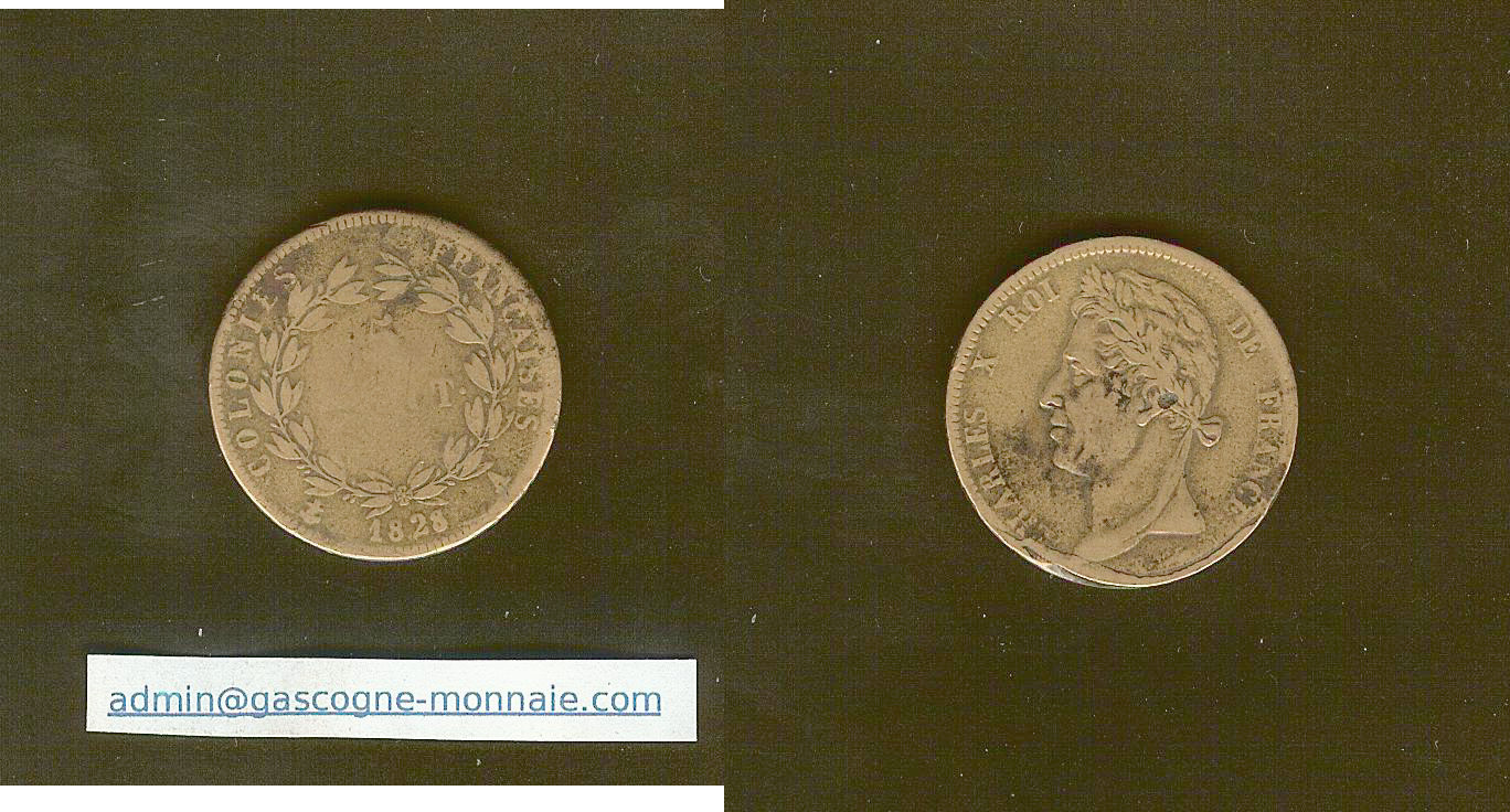 5 centimes Charles X Colonies 1828A aVF/F